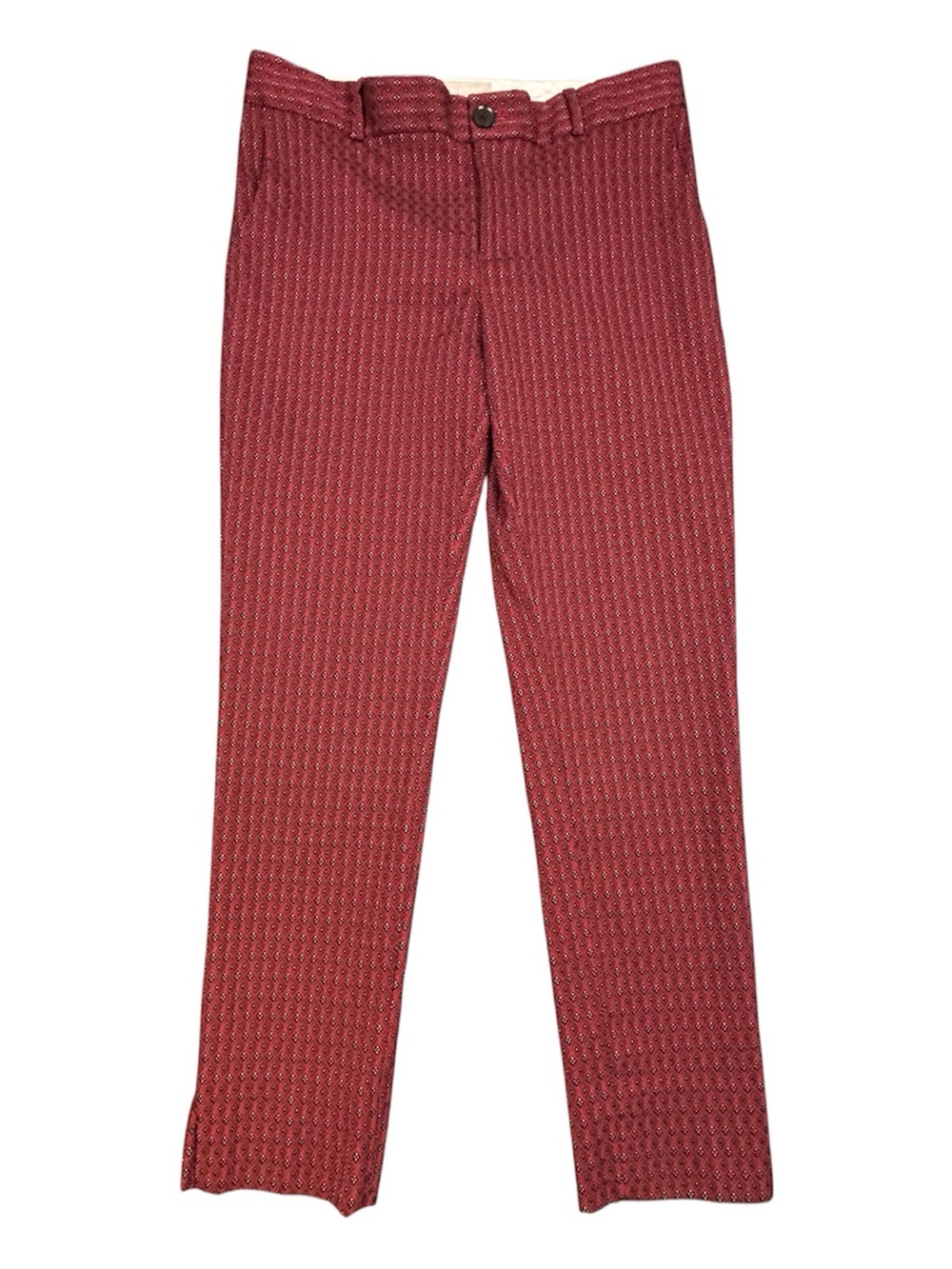 Banana Republic Pants Womens 6 Red Geometric Ankle Slit Tapered Stretch Fall 13